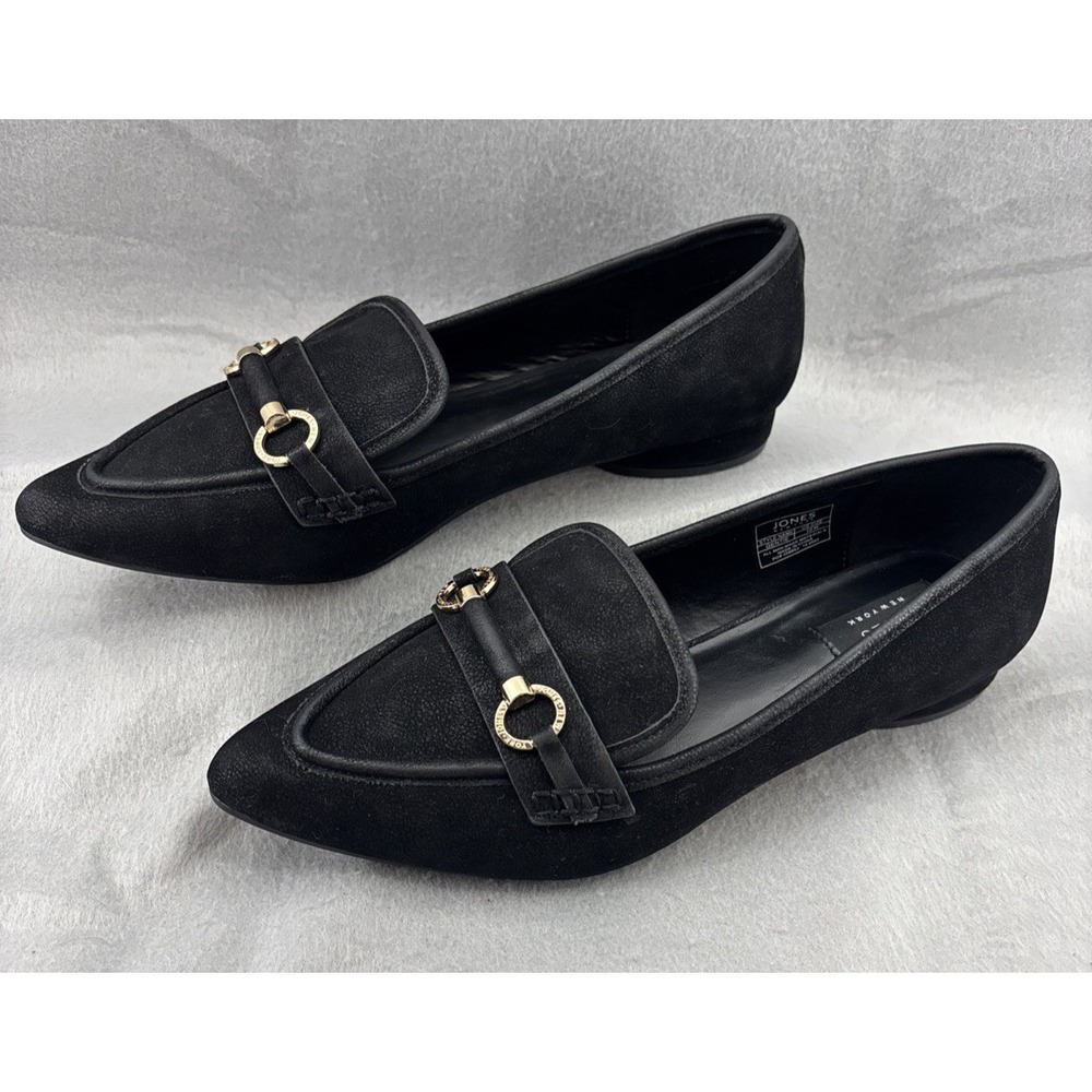 Jones New York Qentie Black Pebbled Faux Suede Slip On Loafers Women's 10 EUC